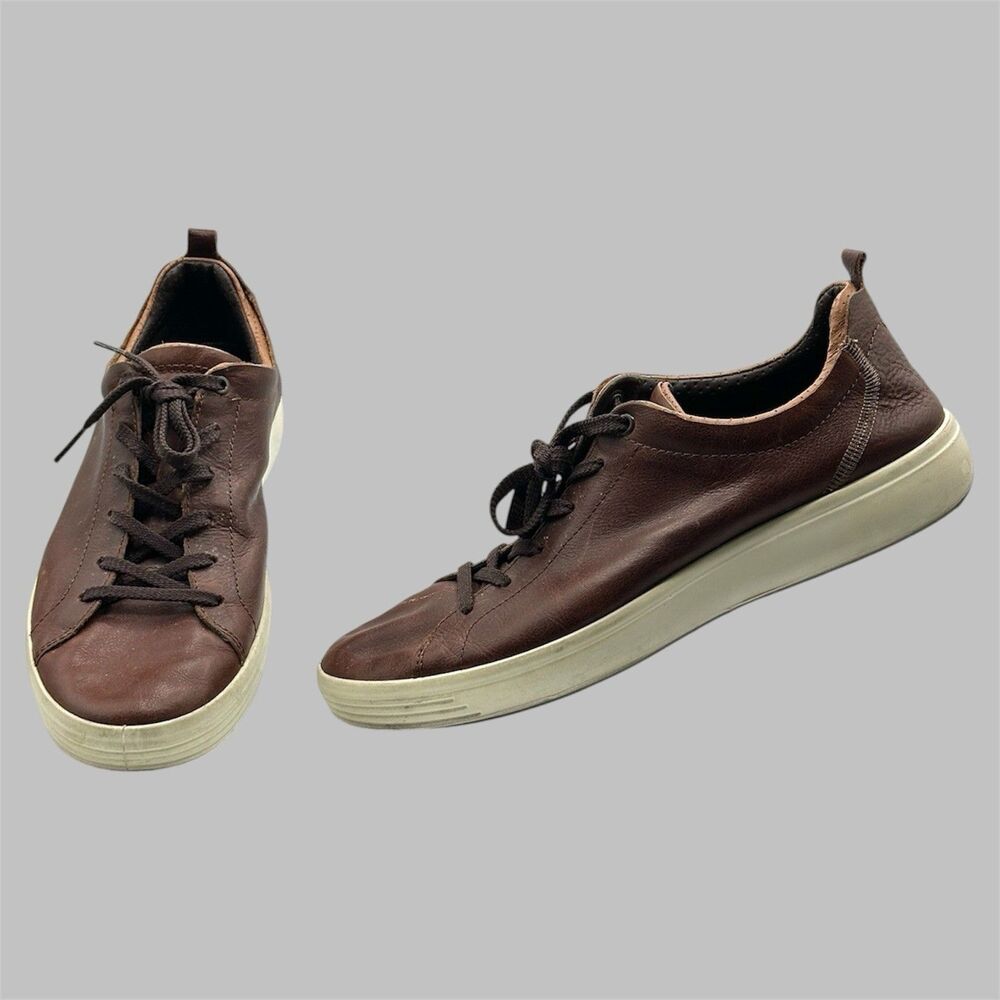 ECCO Soft 7 City Sneakers Brown Leather Mens Size EU 45 US 11-11.5 Shoes